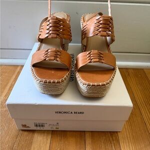 Veronica Beard Brown Leather Espadrille Sandals